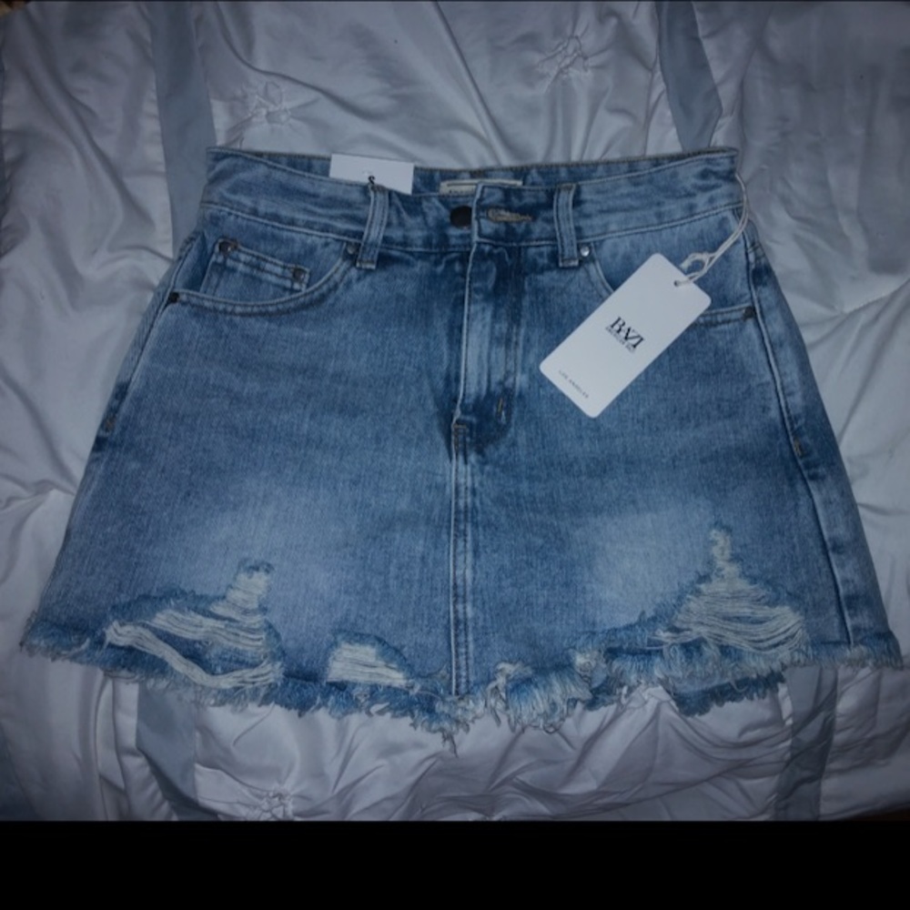BRAND NEW Blue Denim Destroyed Mini Skort